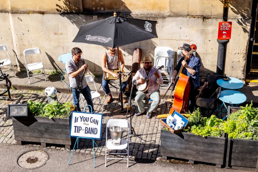 a band on the street playing music
